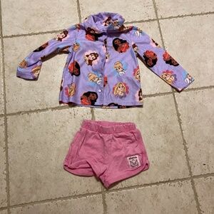 Disney Princess Pajama Top Size 4T & Disney Classics Marie Aristocats Shorts 3T